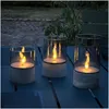Image de Lot 3 Lampes A Poser Led Bougie Brilliant - 2500k - Plastique Et Verre - Gris Et Verre FumÃ©