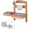 Image de Roba Jeu Cuisine Enfant Ã Suspendre Pour ExtÃ©rieur Avec Bac Amovible - Jouet D'imitation Avec Accessoires - Bois Massif Teck