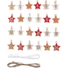 Image de Chiffres Calendrier de l'Avent 24 pcs Pinces à linge Étoiles