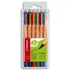 Image de Stabilo Pochette 6 Stylos Feutres Greenpoint Assortis, Noir, Bleu, Rouge, Vert, Lilas, Turquoise. Pointe 0,8 Mm