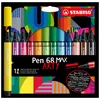 Image de Stabilo Pen 68 Max Stylo-Feutre Beige, Noir, Bleu, Marron, Vert, Bleu Clair, Vert Clair, Orange, Rose, Violet, Rouge, Violet, Jaune 12 PiÃ¨ce(S)