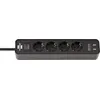 Image de Brennenstuhl Prolongateur multiprise Ecolor 4 prises, noir 1,5m, H05VV-F 3G1,5 - 1153240006