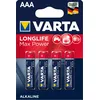 Image de Lot de 4 piles alcaline VARTA Longlife Max Power AAA/LR03