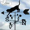 Image de Girouette chat météo métal pour jardin, toit d'extérieur, direction du vent