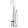 Image de CombinÃ© Wc Rivalta Serviteur 3 En 1 Wenko Accessoires Toilettes, Brosse Wc, DÃ©rouleur Stockage Papier Toilette, Acier Inox Mat- Verre TrempÃ© Noir, 18x70x23 Cm