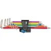 Image de Wera Multicolour HF Stainless 1 Jeu de clÃ©s mÃ¢les coudÃ©es TORX HF avec fonction de retenue, acier inoxydable 3967/9 TX SXL - 05022689001