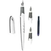 Image de Parure Calligraphie : Stylo Plume Ergonomique Corps Blanc - 3 Plumes DiffÃ©rentes
