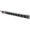 Image de Digitus Bloc multiprise avec profilÃ© en aluminium et interrupteur, prise Ã©lectrique Ã  contact de protection avec 7 sorties, cÃ¢ble d'alimentation de 2