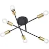 Image de Plafonnier Ã Six Lampes Cross En Noir Et DorÃ©
