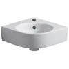 Image de lave-mains d'angle GEBERIT renova compact: b=45cm, t=39.5cm, trou de robinetterie=au centre, trop-plein=visible, blanc Ref. 276132000