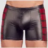 Image de Boxer Effet Cuir, Fermeture Eclair Noir & Rouge