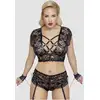 Image de Ensemble 2 Pièces Dentelle, Lanières & Menottes Noir GT