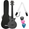 Image de Cascha Hh 2258e Black Set UkulÃ©lÃ© Concert Ãlectro-Acoustique En Fibre De Carbone