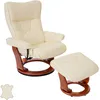 Image de Robas Lund fauteuil relax Montreal, fauteuil de tÃ©lÃ©vision, tabouret, cuir, charge 130kg   crÃ¨me, dorÃ©