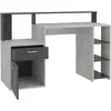 Image de Bureau avec rÃ©hausse et rangements BOLTON - MÃ©lamine gris bÃ©ton/antracite - L138,5 x H91,6 x P53,5 cm
