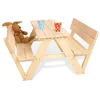 Image de Table En Bois 4 Places Avec Bancs Avec Dossier Nicky Naturel