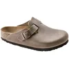 Image de Birkenstock - Sabots en cuir nubuck huilé - Boston Oiled Leather Regular Tobacco Brown en Cuir - Taille 44 - Marron
