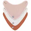 Image de Lot De 3 Bavoirs Bandana En Mousseline - Rose PoudrÃ© / Blanc CassÃ© / Rouille