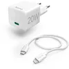 Image de Chargeur rapide avec cÃ¢ble Lightning, chargeur mini, PD, 20W, 1 m, blanc