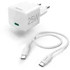 Image de Chargeur rapide avec cÃ¢ble USB-C, chargeur mini, PD, 25W, 1,5 m, blanc