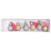 Image de 6 mini boules de NoÃ«l Ã  paillettes et pompons fluo et pastel