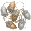 Image de Pendentifs 6 glands en bois or et argent