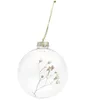 Image de Boule en verre dÃ©corative naturelle - branche de gypsophile - 8 cm