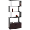 Image de BibliothÃ¨que HWC-A27, Ã©tagÃ¨re sur pied sÃ©parateur de piÃ¨ce Ã©tagÃ¨re de salon, compartiment de rangement avec porte 183x80cm structure 3D   brun foncÃ©