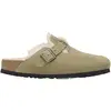 Image de Birkenstock - Sabots chauds et doux - Boston Shearling Leather/Suede Regular Taupe en Cuir - Taille 42 - Marron
