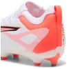 Image de Puma Chaussures De Football Ultra 5 Match Fg/Ag Enfant Et Adolescent, Chaussures, Blanc/Noir/Glowing Rouge, 28