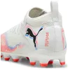 Image de Puma Chaussures De Football Future 8 Match Fg/Ag Enfant Et Adolescent, Chaussures, Blanc/Noir/Glowing Rouge, 32.5