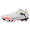 Image de Puma Chaussure De Football Future 8 Match Fg/Ag Unisexe, Chaussures, Blanc/Noir/Glowing Rouge, 44.5