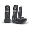 Image de Gigaset AS690A Trio - TÃ©lÃ©phone sans fil - systÃ¨me de rÃ©pondeur avec ID d'appelant - ECO DECT\GAP - noir + 2 combinÃ©s supplÃ©mentaires
