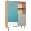 Image de CUBA Buffet haut dÃ©cor chene sonoma et blanc - Style scandinave - L 103 x P 40 x H 139 cm