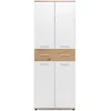 Image de Armoire Ã  chaussures 4 portes 2 tiroirs 70x34,7x185 cm chÃªne et blanc