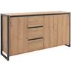 Image de Buffet 3 portes 3 tiroirs - Decor chene artisan / Anthracite - L 160 x P 40 x H 88 cm - DENVER