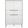 Image de Buffet haut 4 portes et 2 tiroirs H140 cm - ChÃªne artisan / blanc