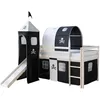 Image de Lit Mezzanine Avec Tunnel Tour Toboggan Rideau Pirate Noir 90x200