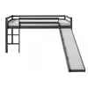 Image de Lit Mezzanine Gris Pour Enfants Avec Toboggan Et Echelle, 90 X 200 Cm