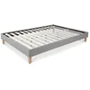 Image de Lit Futon Double 180 X 200 Tissu Gris Sommier Lattes