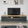 Image de Grand meuble TV 2 portes, 1 abattant et 1 niche L230 cm - Gris