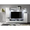 Image de Ensemble meuble TV DOS - éclairage LED inclus - 3 Portes - Mélamine blanc mat et brillant - L208 x P33 x H165 cm