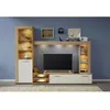 Image de Ensemble meuble TV 3 pieces LOGO - 1 Porte - LED - Mélamine chene clair et blanc mat - L240 x P41 x H185 cm - TRENDTEAM