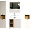Image de Salle de bain complÃ¨te - Coloris Cachemire - L180 x H186 x P42 cm - Colonne + Miroir + Meuble sous vasque + rangement bas- SAO PAULO