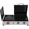 Image de Barbecue Gaz Portable à 3 Brûleurs Royal Gourmet - 3 en 1 Plancha et Grille en Émaillés Combinés avec Couvercle Multifonctionnel, Puissance 8.5 kW