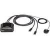 Image de Aten Us3312 - Commutateur Ãcran-Clavier-Souris/Audio/Usb - CÃ¢ble 4k, Displayport, Usb-C, Avec SÃ©lecteur De Port Ã Distance - 2 X Usb 3.2 Gen 1 - 1 Utilisateur Local - De Bureau