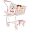 Image de Caddie de SupermarchÃ© - DE CUEVAS TOYS - 52179 - Rose et Blanc - 12 fruits jouets - Panier amovible