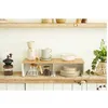 Image de Yamazaki - Pont de rangement empilable Tosca acier blanc/bois  - Blanc