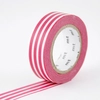 Image de Masking Tape 7 m x 15 mm Rayé Framboise