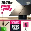 Image de Kit Plug and Play 2 panneaux photovoltaïques 1040W + onduleur + support portrait